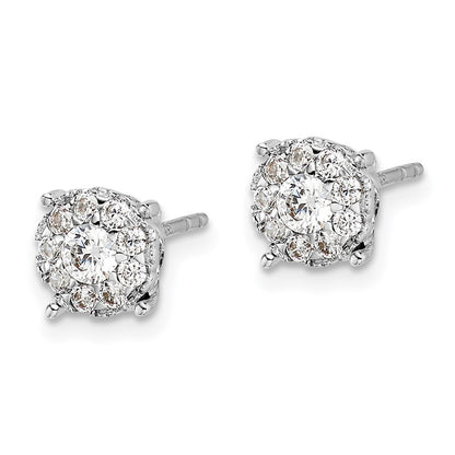 14k White Gold Diamond Cluster Stud Earrings