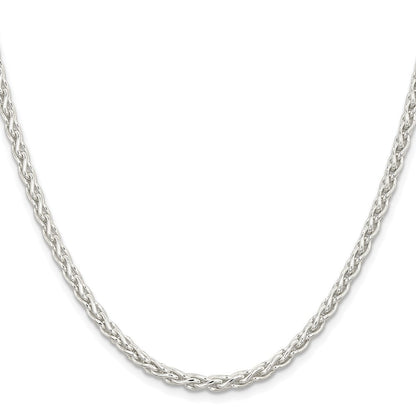 Sterling Silver Rhodium-plated 3.7mm Round Spiga Chain Necklace 16"