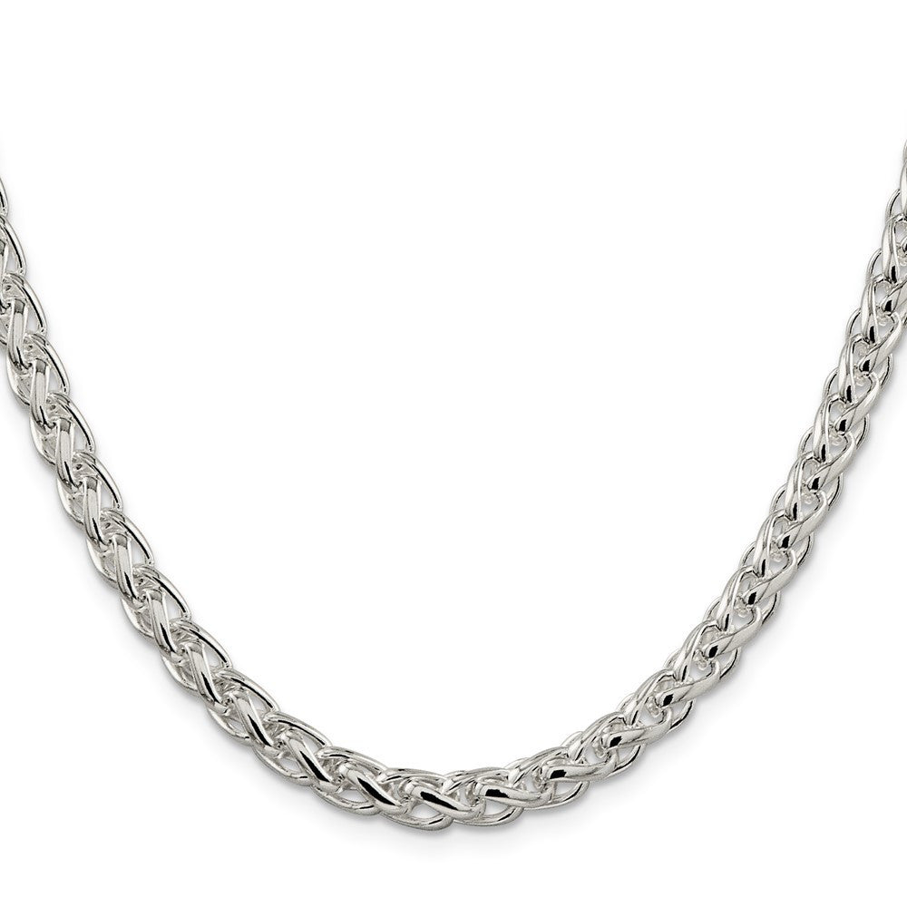 Sterling Silver 6mm Round Spiga Chain Necklace 30"