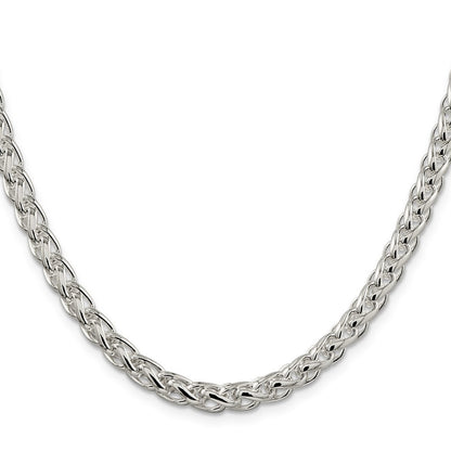 Sterling Silver 6mm Round Spiga Chain Necklace 30"