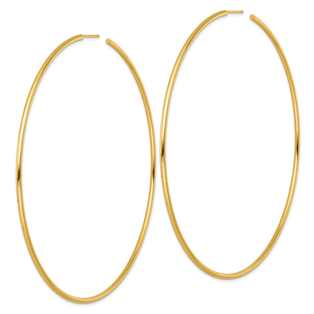 14k Yellow Gold Polished 2.0 x 100mm Tube C-Hoop Earrings