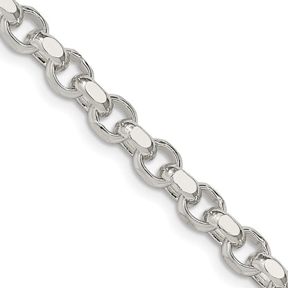 Sterling Silver 4mm Diamond-cut Rolo Chain Necklace 24"