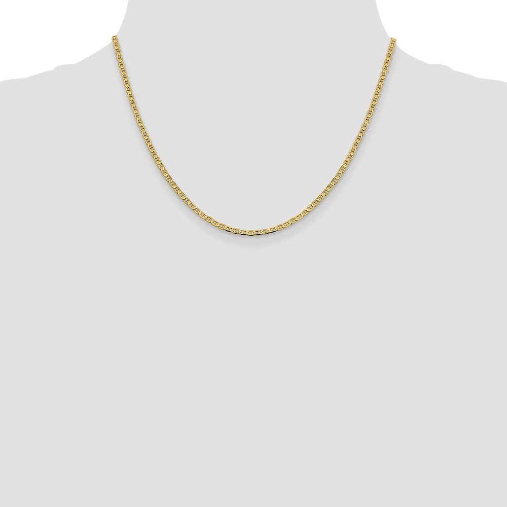 14k Yellow Gold 2.4mm Concave Anchor with Lobster Clasp Chain Necklace 18"