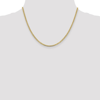 14k Yellow Gold 2.4mm Concave Anchor with Lobster Clasp Chain Necklace 18"