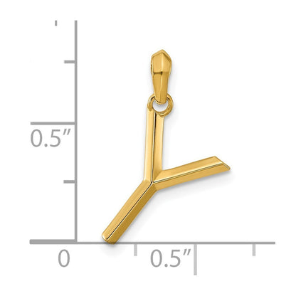 14k Yellow Gold Fancy Letter Y Initial Pendant