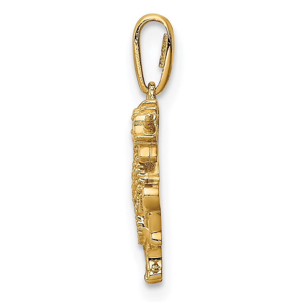 14k Yellow Gold Rearing Unicorn CZ Pendant