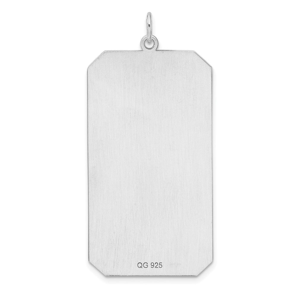 Sterling Silver Rhod-plate Rect. Polish Front Satin Back Disc Charm Pendant