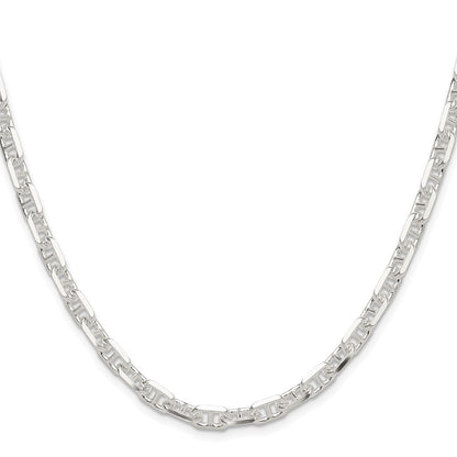 Sterling Silver Polished and Diamond-Cut 5.5mm Mariner Link Chain Necklace 20"