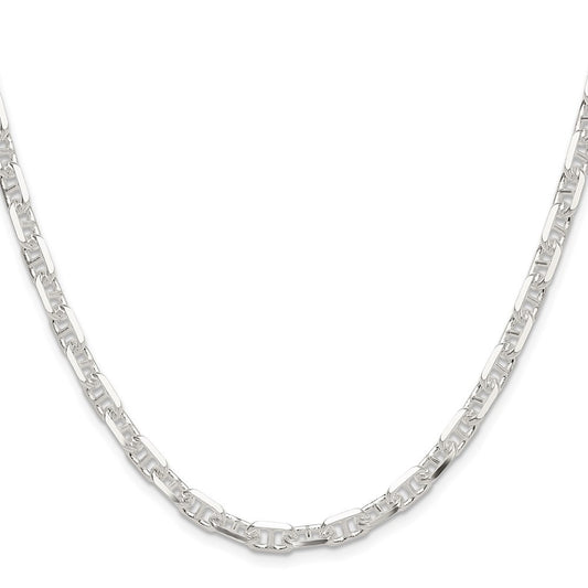 Sterling Silver Polished and Diamond-Cut 5.5mm Mariner Link Chain Necklace 20"