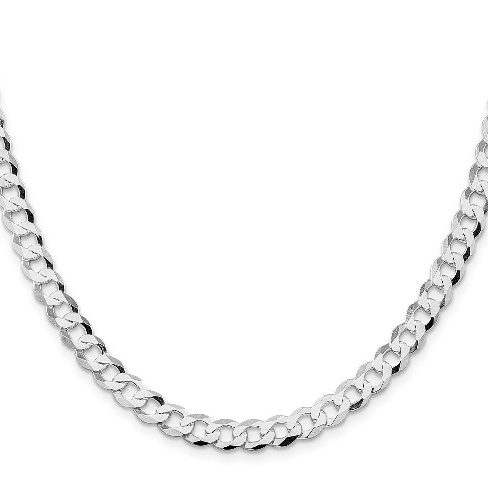 Sterling Silver Rhodium-plated 6.8mm Flat Curb Chain Necklace 20"