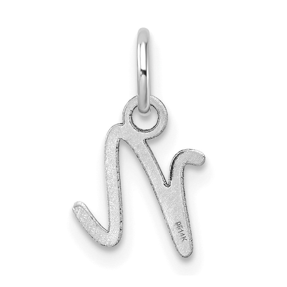 14k White Gold Uppercase Letter N Initial Charm Pendant