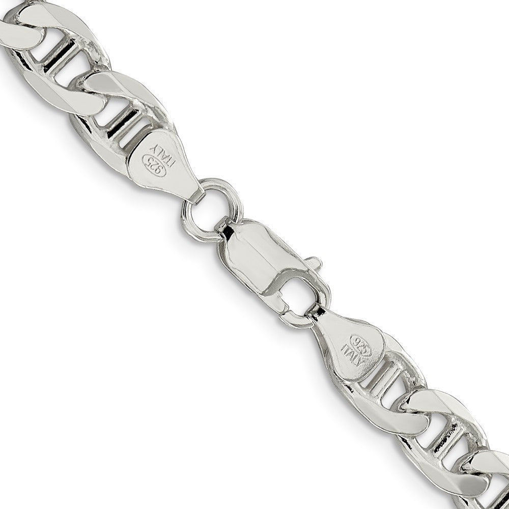Sterling Silver 7.5mm Figaro Anchor Chain Necklace 24"