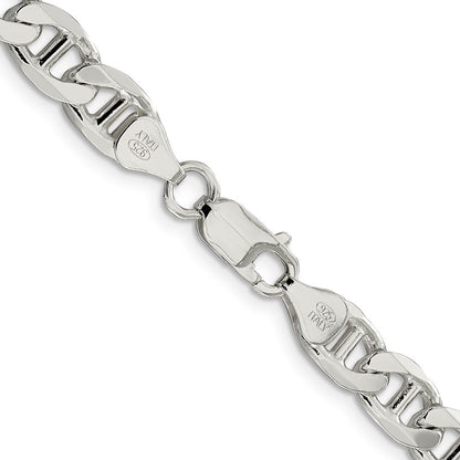 Sterling Silver 7.5mm Figaro Anchor Chain Necklace 24"