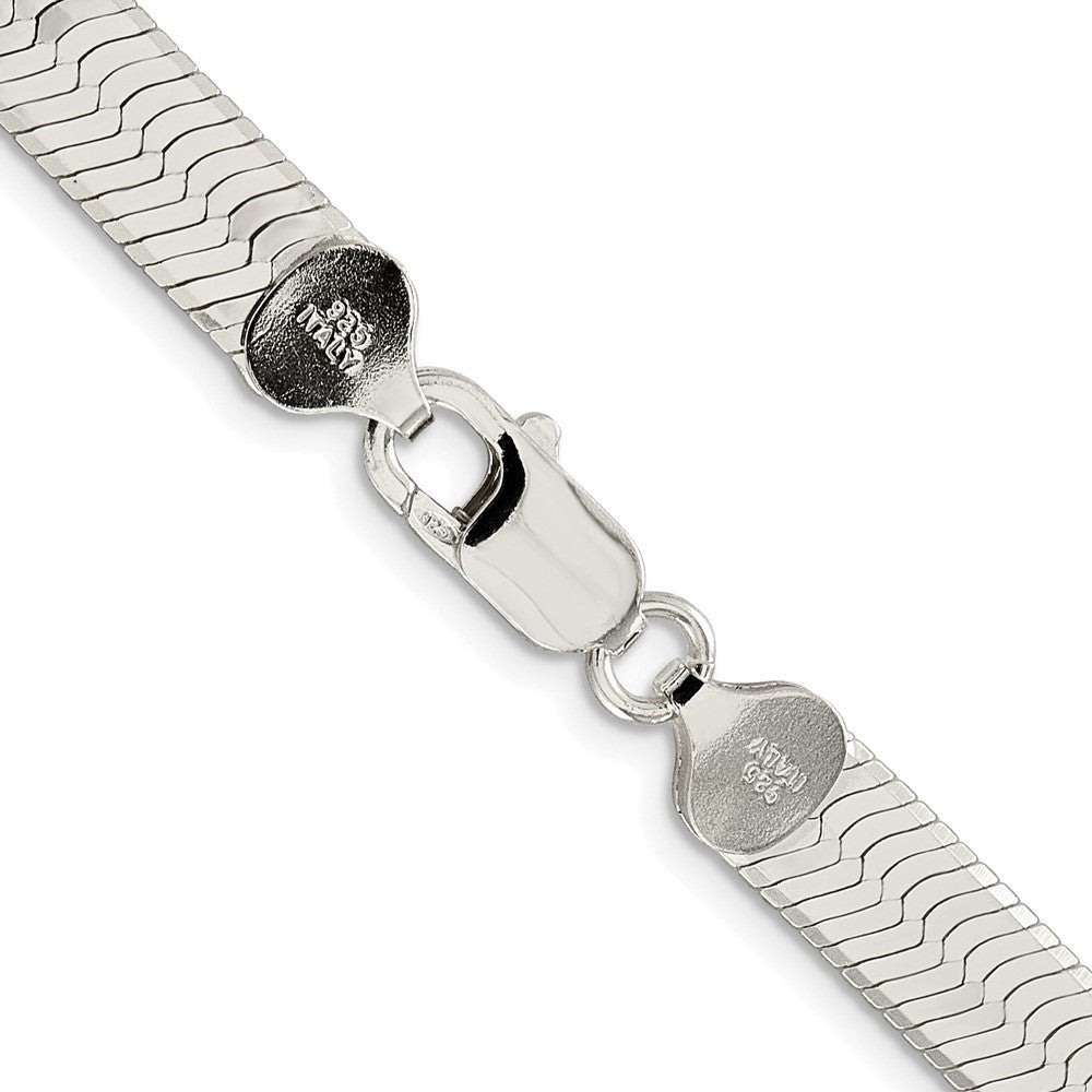 Sterling Silver Rhodium-plated 8mm Magic Herringbone Chain Necklace 22"