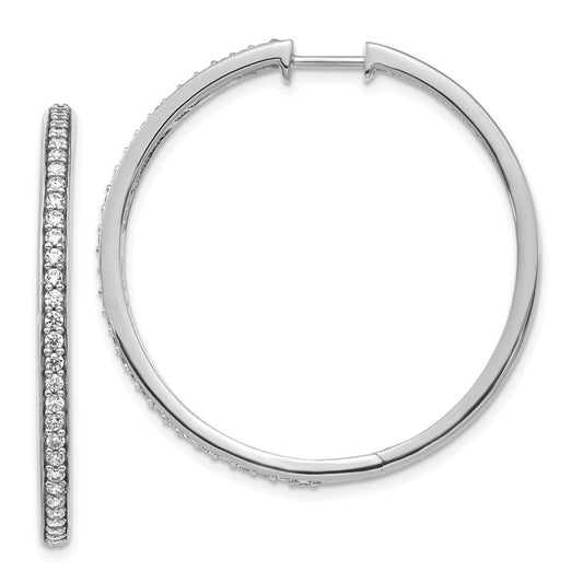 14k White Gold Diamond Hinged Hoop Earrings