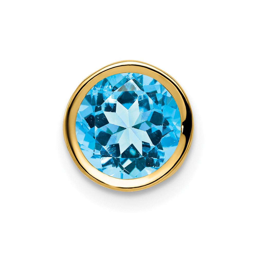 14k Yellow Gold 7mm Blue Topaz bezel pendant