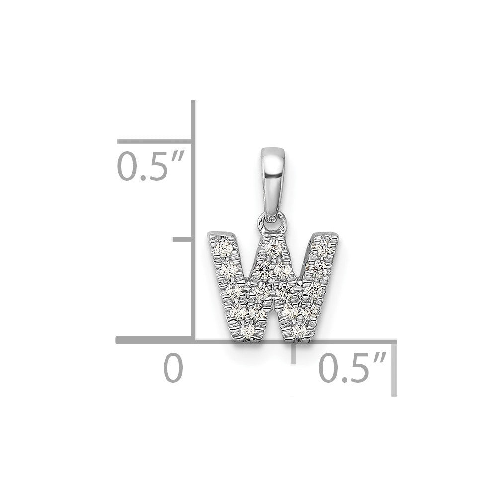 14k White Gold Diamond Letter W Initial with Bail Pendant
