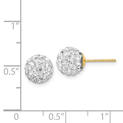 14k Yellow Gold 8mm Crystal Ball Stud Earrings