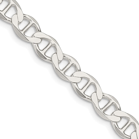 Sterling Silver 7.1mm Flat Anchor Chain Necklace 24"