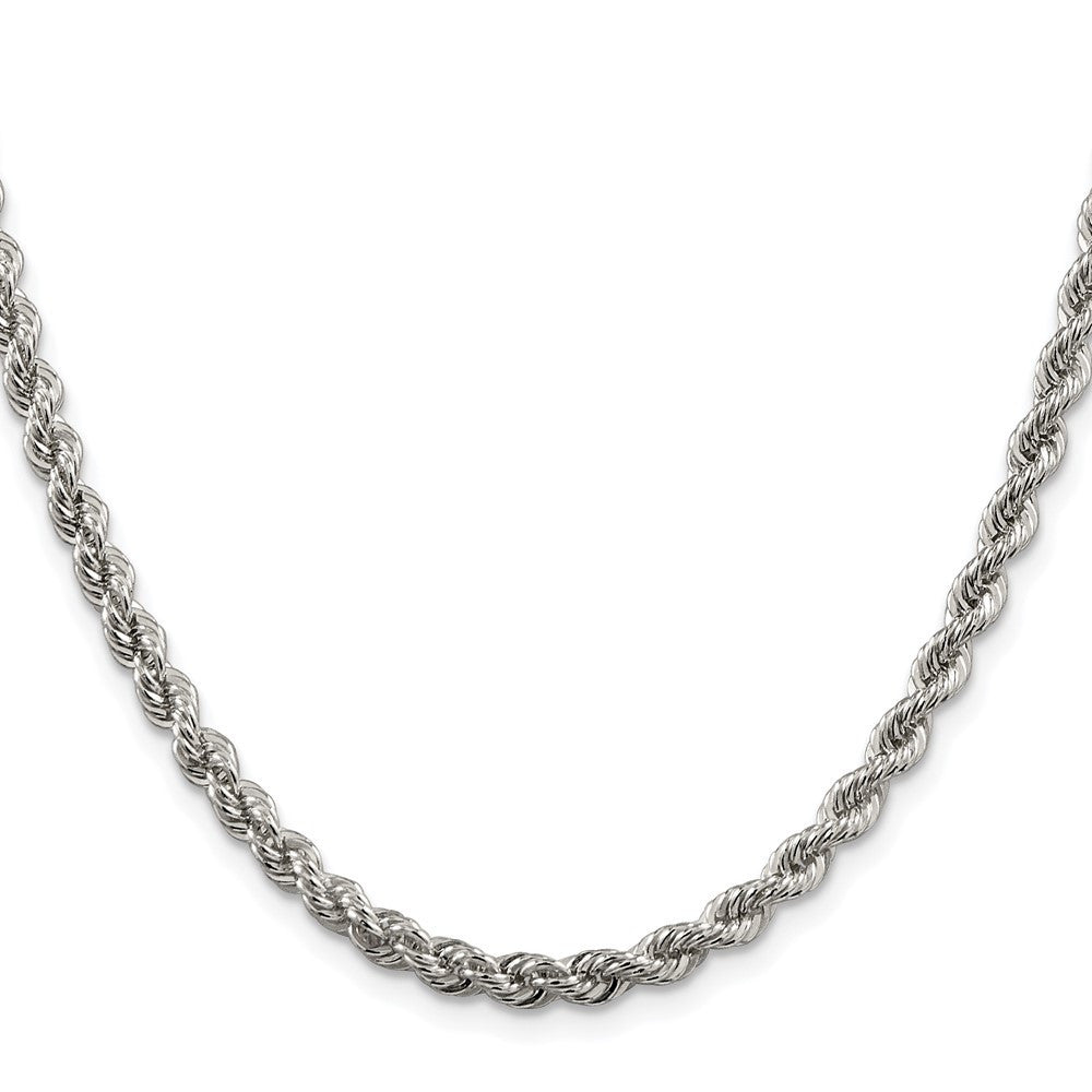 Sterling Silver Rhodium-plated 4.3mm Solid Rope Chain Necklace 22"