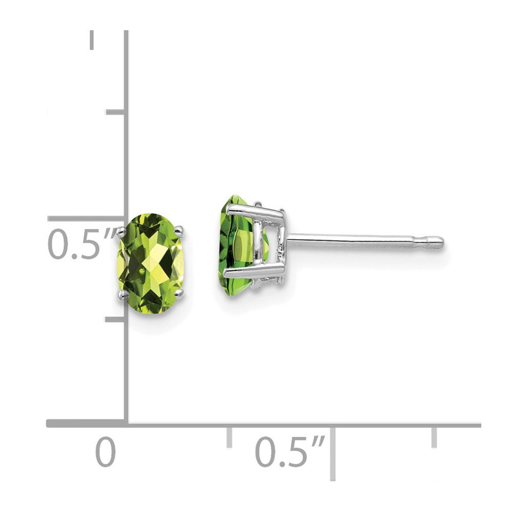 14k White Gold 6x4mm Oval Peridot Stud Earrings