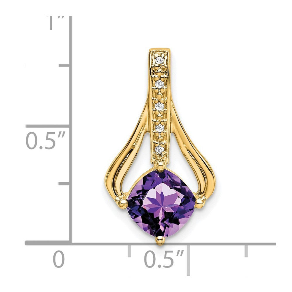 14k Yellow Gold Amethyst and Diamond Pendant