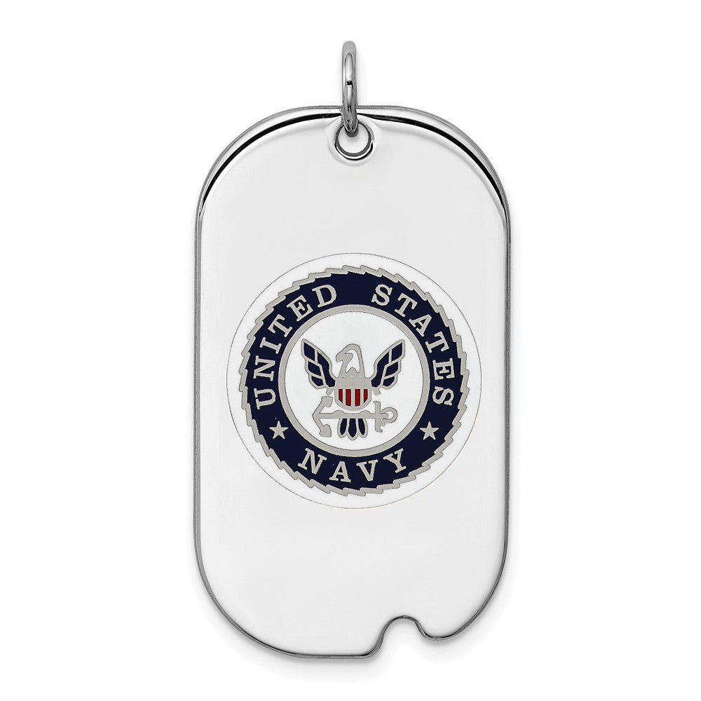 Sterling Silver Rhodium-plated US Navy Dog Tag