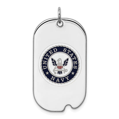 Sterling Silver Rhodium-plated US Navy Dog Tag