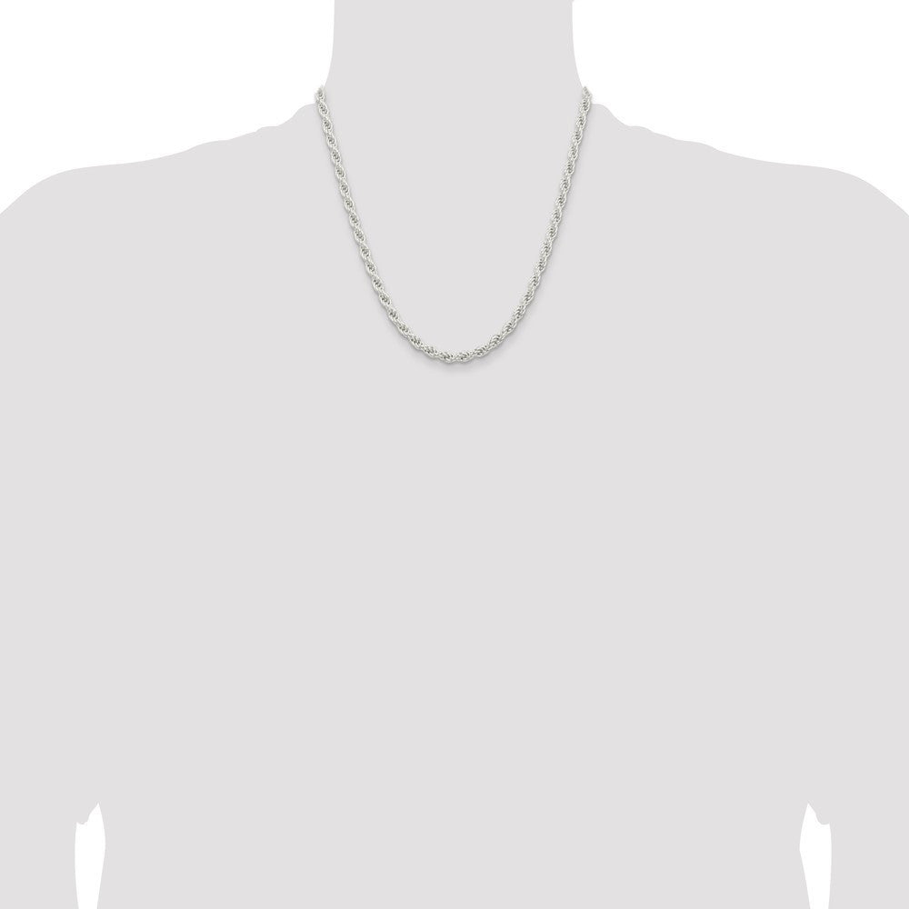 Sterling Silver 5mm Solid Rope Chain Necklace 20"