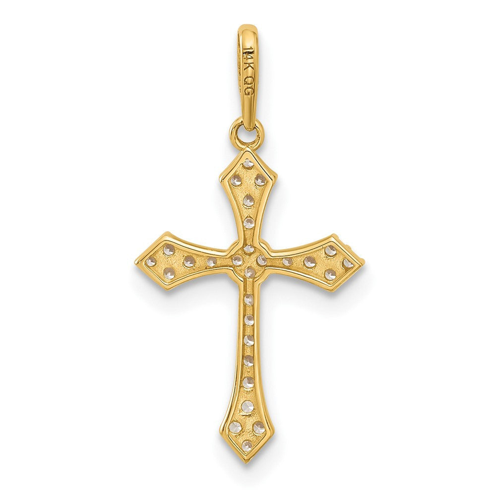 14k Yellow Gold Polished CZ Passion Cross Pendant
