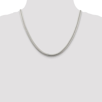 Sterling Silver 6mm Round Snake Chain Necklace 20"