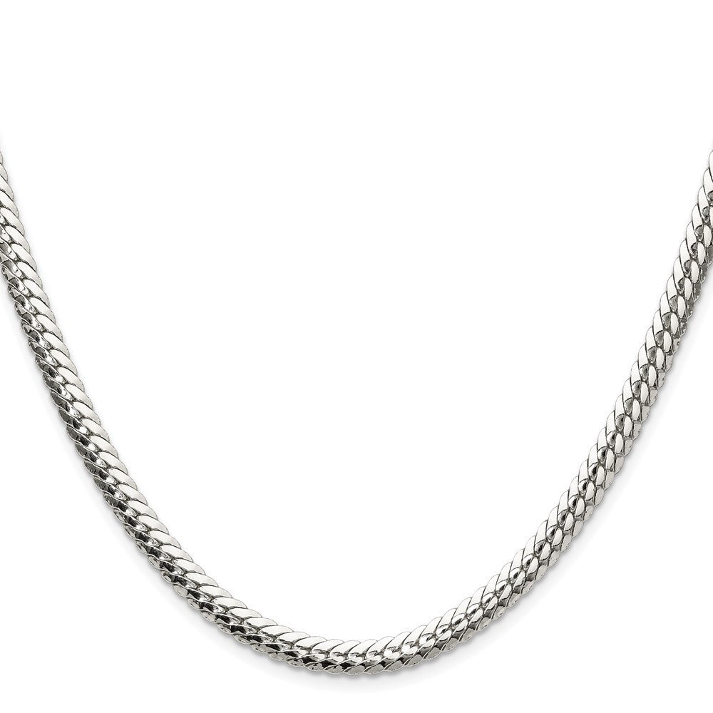 Sterling Silver Polished 5.1mm Double Oval Flat Chain Necklace 24"