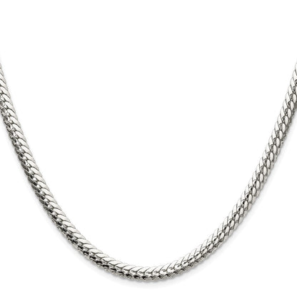 Sterling Silver Polished 5.1mm Double Oval Flat Chain Necklace 24"