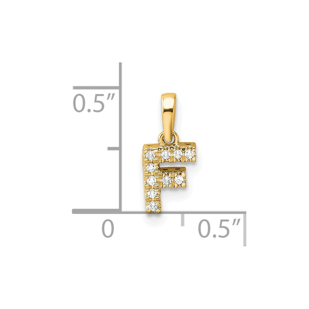 14k Yellow Gold Diamond Letter F Initial with Bail Pendant