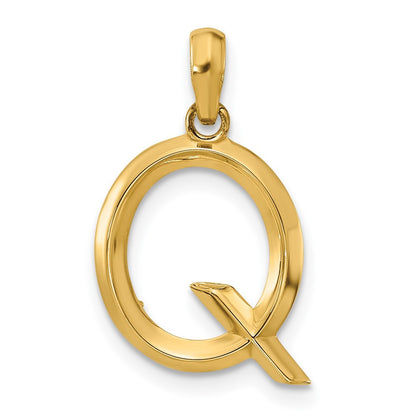 14k Yellow Gold Fancy Letter Q Initial Pendant
