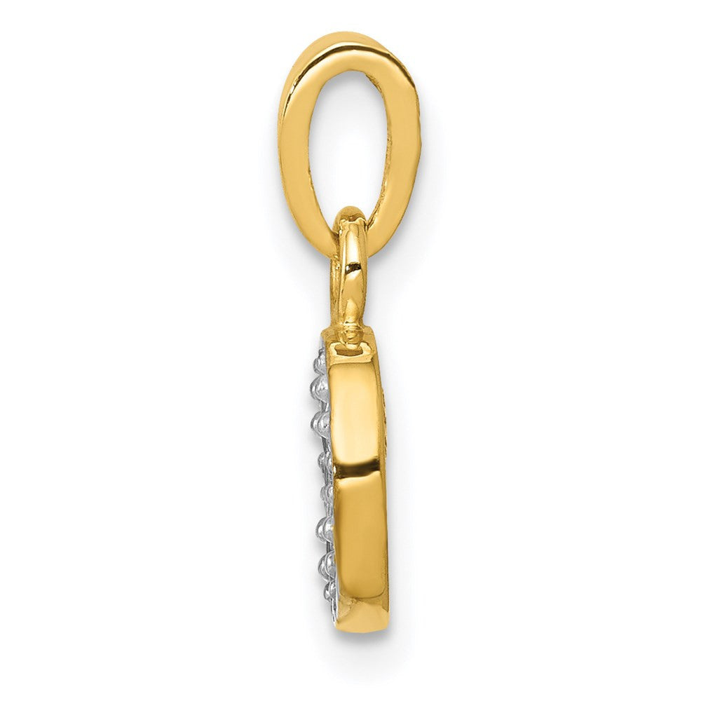 14k Yellow Gold with Rhodium Diamond Letter O Initial Pendant