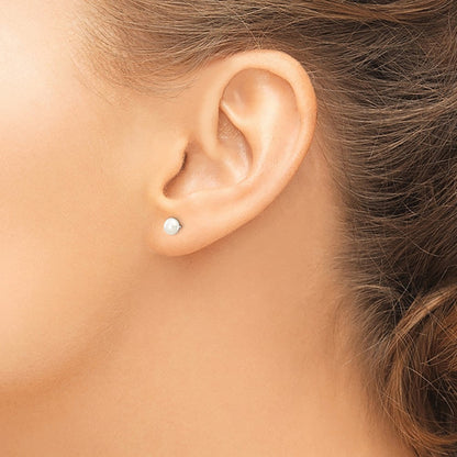 14k White Gold 4-5mm White Button Freshwater Cultured Pearl Stud Earrings