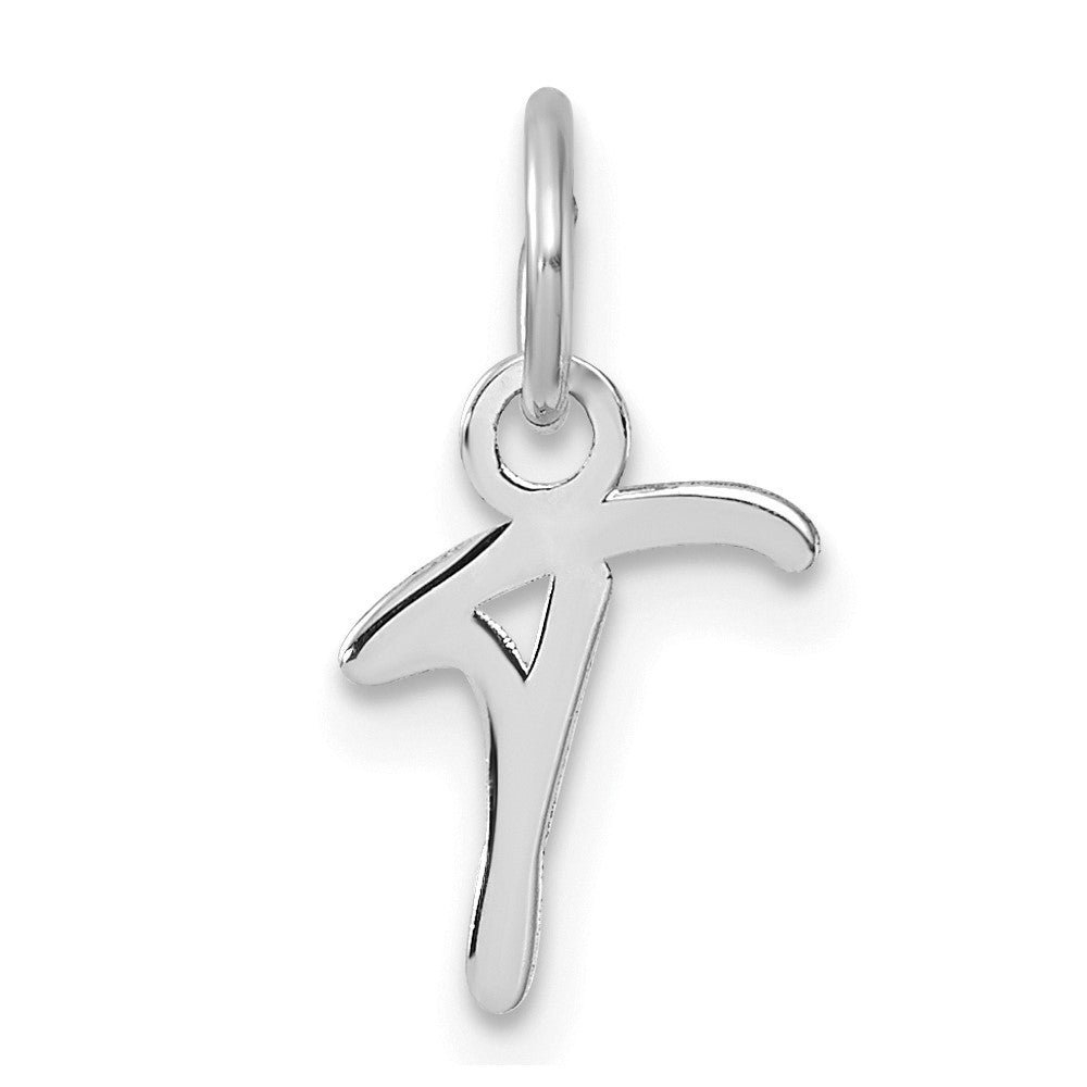 14k White Gold Uppercase Letter T Initial Charm Pendant