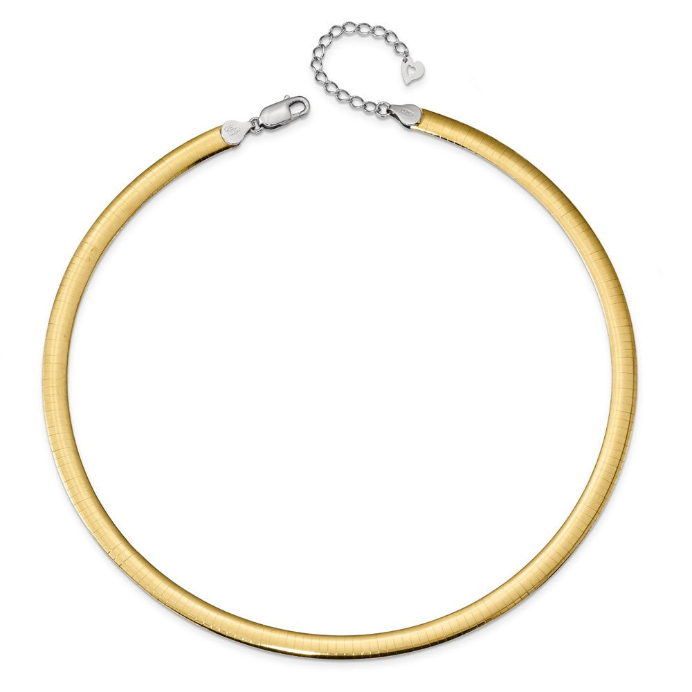 Sterling Silver Gold-plated Reversible Cubetto Chain Necklace 18" w/2in ext