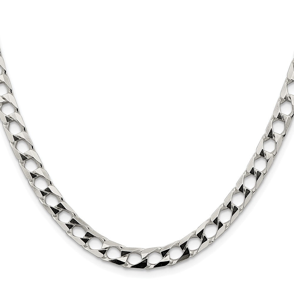Sterling Silver 6.25mm Diamond-Cut Square Curb Chain Necklace 20"