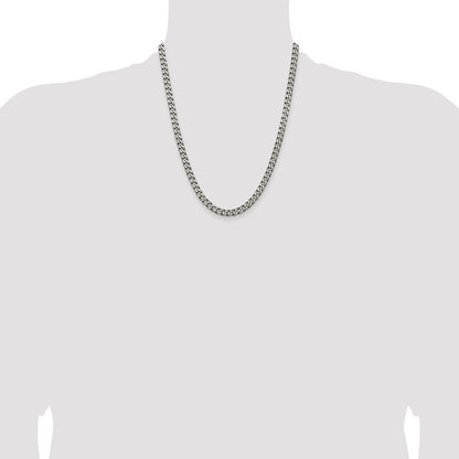 Sterling Silver Antiqued 6.0mm Curb Chain Necklace 22"