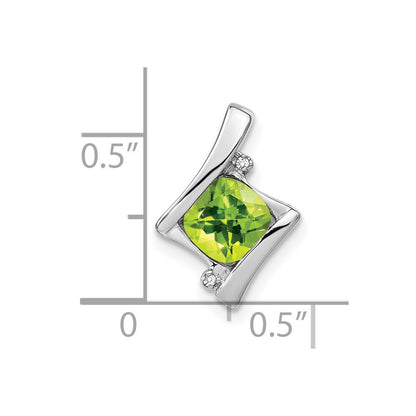 14k White Gold Peridot and Diamond Pendant