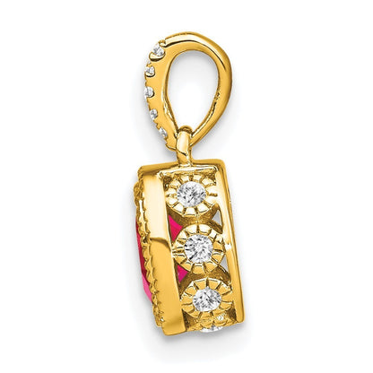 14k Yellow Gold Oval Ruby and Diamond Pendant