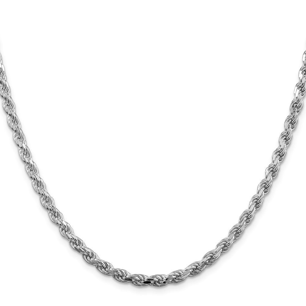Sterling Silver Rhodium-plated 4.25mm Diamond-cut Rope Chain Necklace 20"