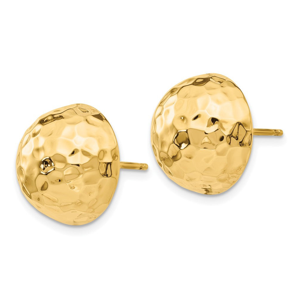 14k Yellow Gold Hammered Half Ball Stud Earrings