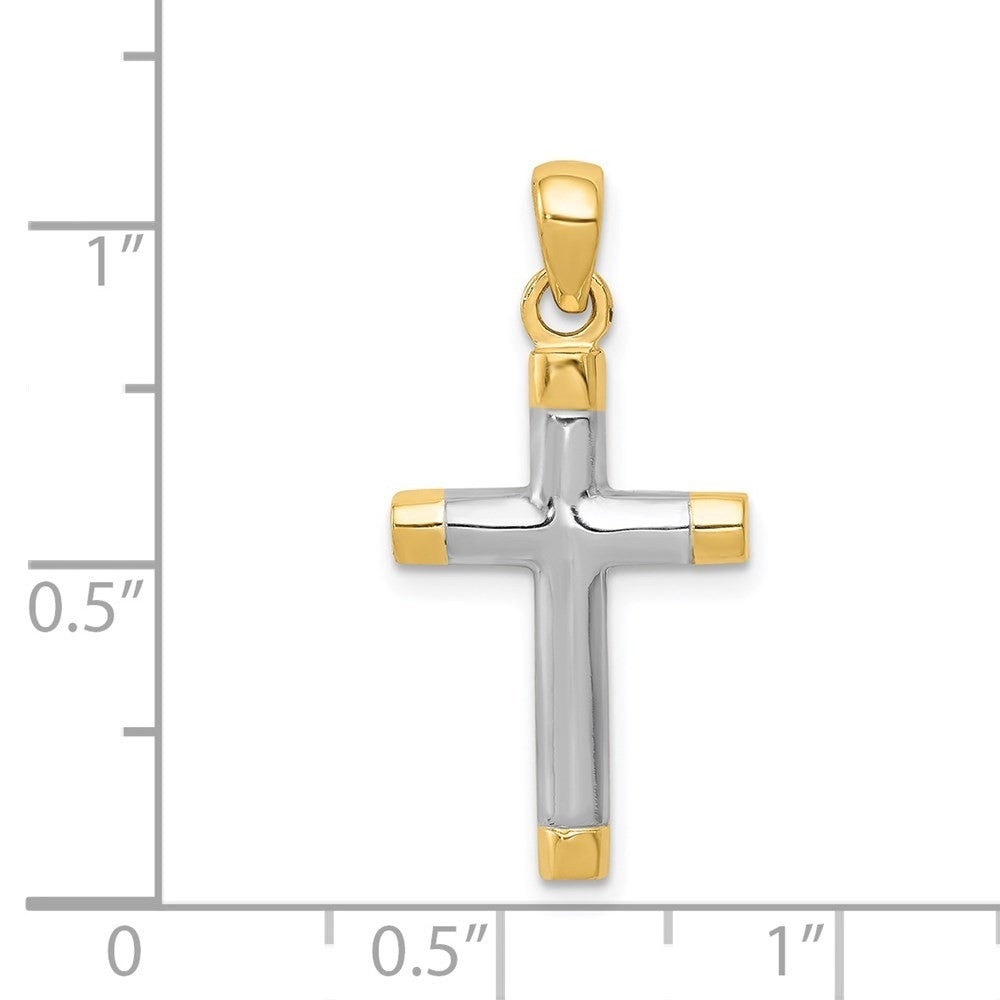 14k Yellow Gold Rhodium Cross Pendant