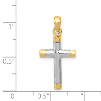14k Yellow Gold Rhodium Cross Pendant