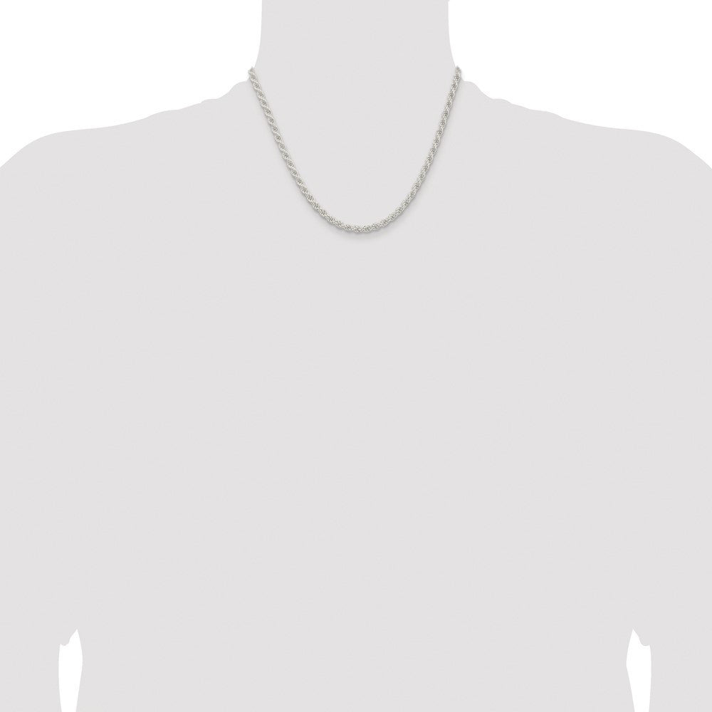 Sterling Silver Rhodium-plated 4.5mm Solid Rope Chain Necklace 18"