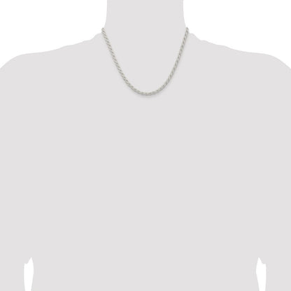 Sterling Silver Rhodium-plated 4.5mm Solid Rope Chain Necklace 18"