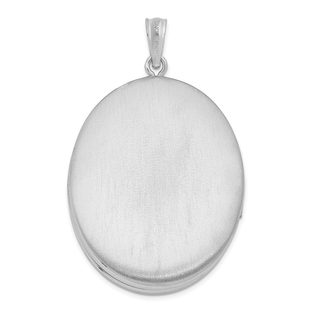 Sterling Silver Rhodium-plated Polished 34mm Oval Locket Pendant
